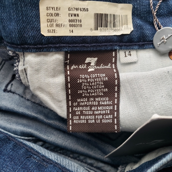 7 For All Mankind Girls Roxanne Skinny Jeans Size 14 Blue NWT - Picture 8 of 11